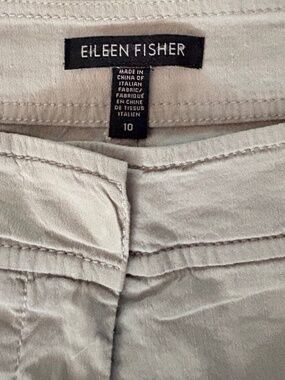 VERSATILECROPPED ITALIAN LINEN EILEEN FISHER PANTS SIZE 10, 'CHALK'